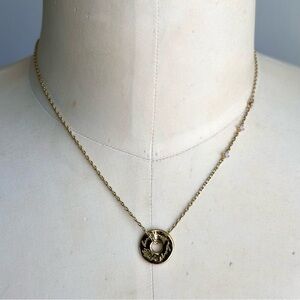 Wanderlust + Co Heart Always Gold Disc Necklace with Opal Stones Gold Plated